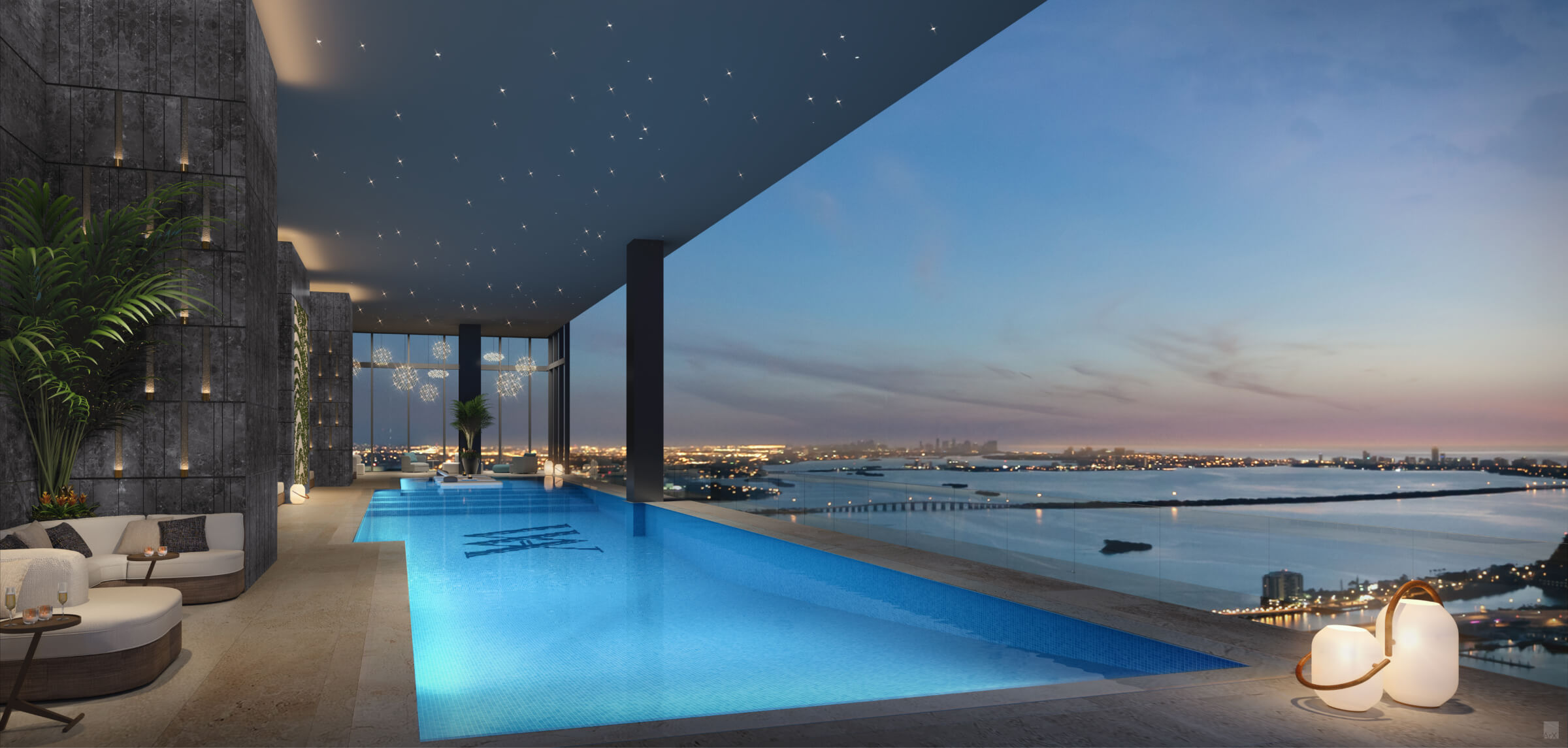 Waldorf Astoria Pool Deck Twilight