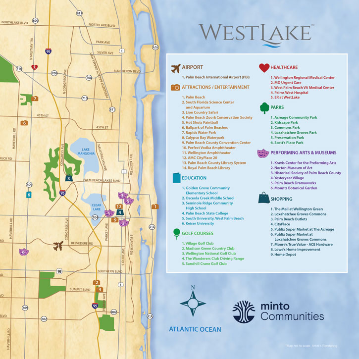 Westlake Minto Communities master plan — Palm Beach County yeni evler topluluk haritası